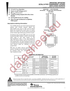 SN74AC563DBR datasheet  